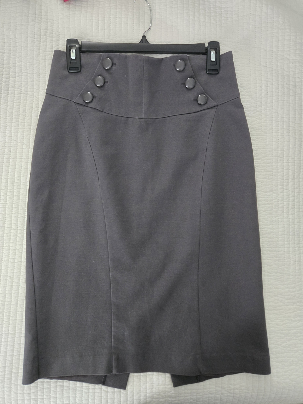 Worthington Dark Gray Pencil Skirt with Button Detail - Picture 1 of 3